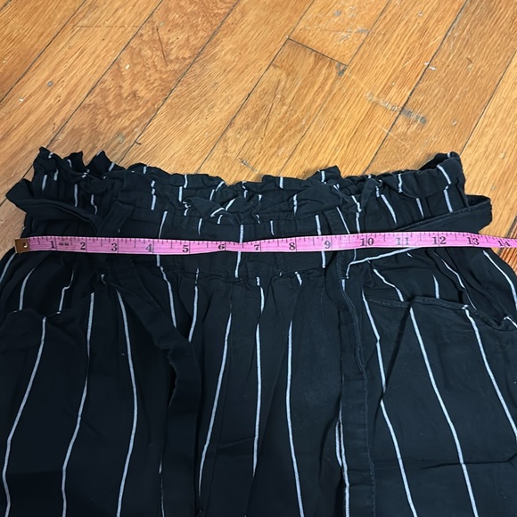 Paper Bag Striped Tie High Rise Cotton Pants - Picture 9 of 9